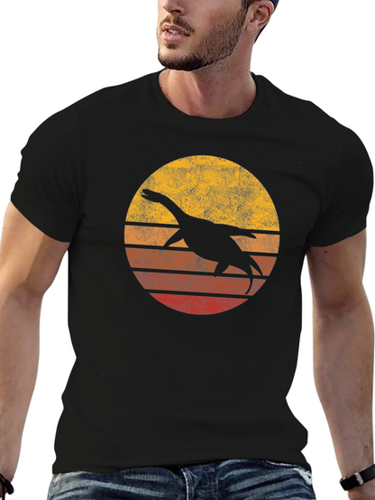Retro Plesiosaur Sunset Graphic Tee