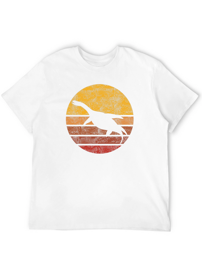 Retro Plesiosaur Sunset Graphic Tee