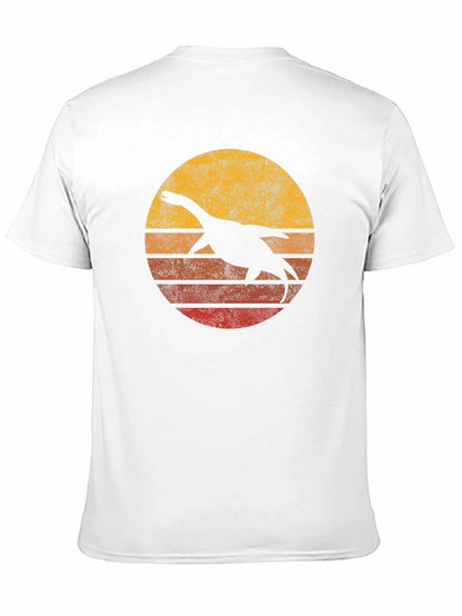 Retro Plesiosaur Sunset Graphic Tee