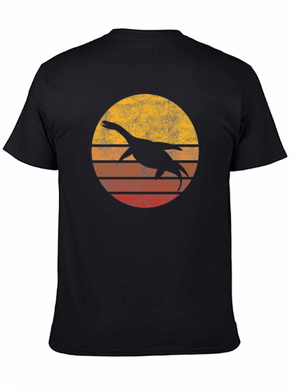 Retro Plesiosaur Sunset Graphic Tee