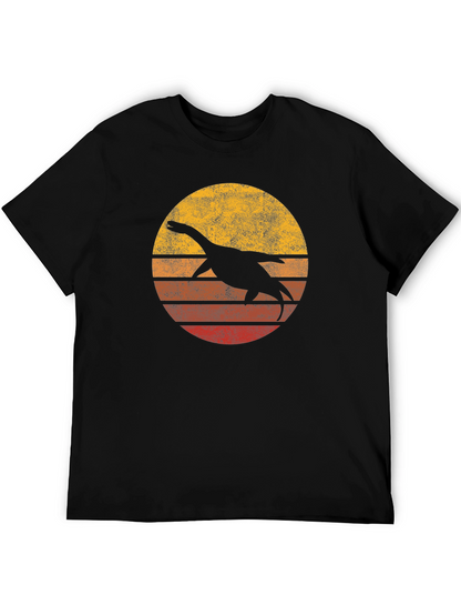 Retro Plesiosaur Sunset Graphic Tee