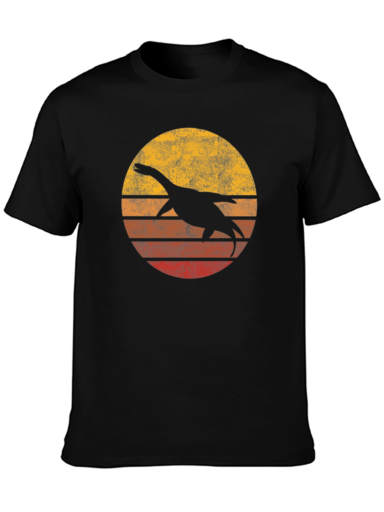 Retro Plesiosaur Sunset Graphic Tee