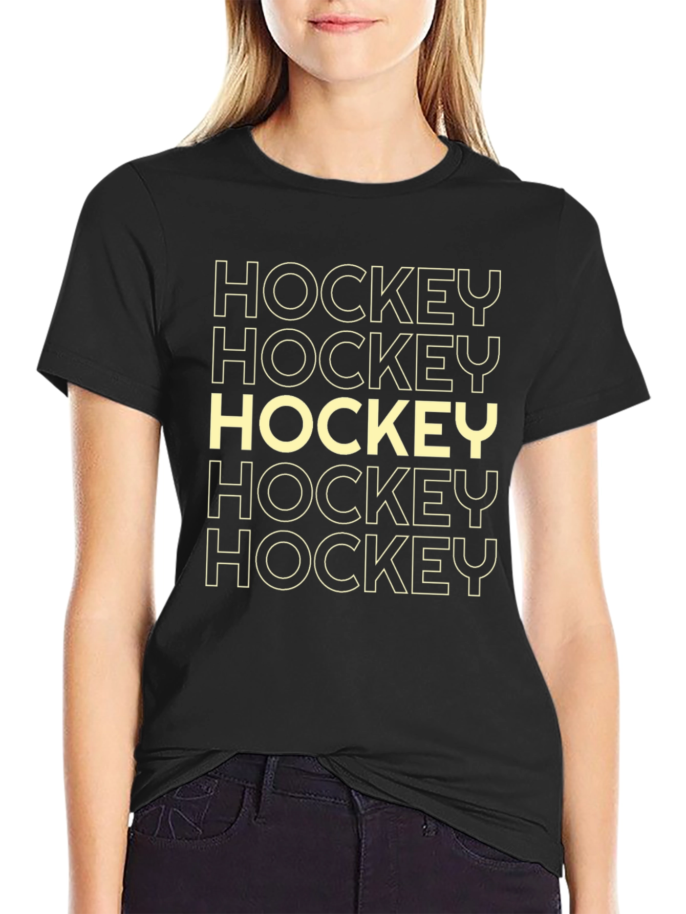 Hockey Graphic Tee - Sporty Black Cotton T-Shirt