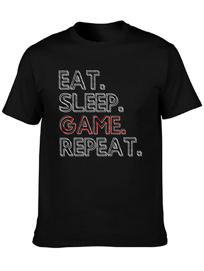 Eat Sleep Game Repeat Black T-Shirt - Gamer Life