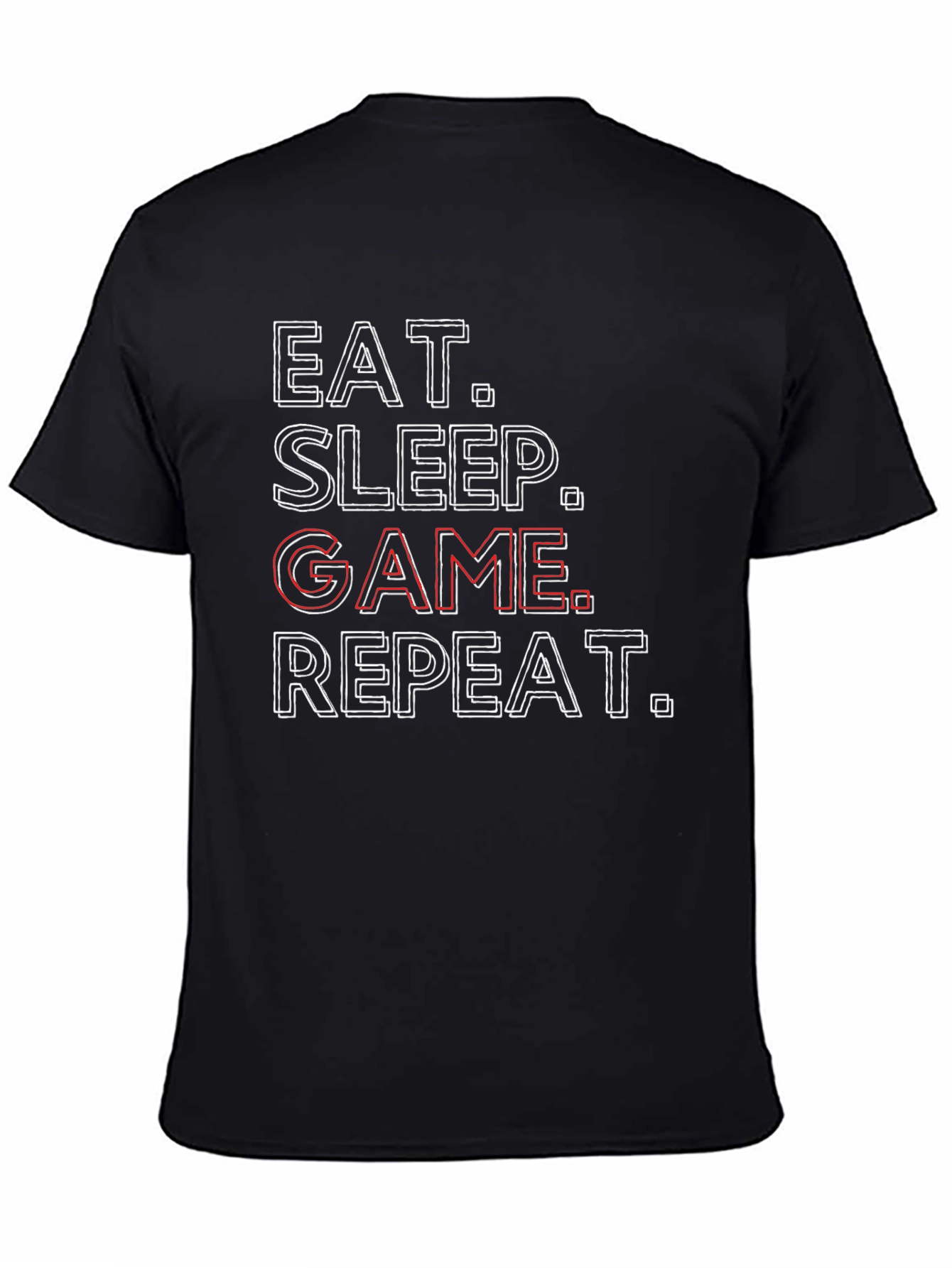 Eat Sleep Game Repeat Black T-Shirt - Gamer Life
