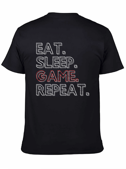 Eat Sleep Game Repeat Black T-Shirt - Gamer Life