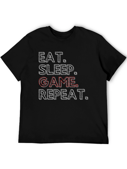 Eat Sleep Game Repeat Black T-Shirt - Gamer Life
