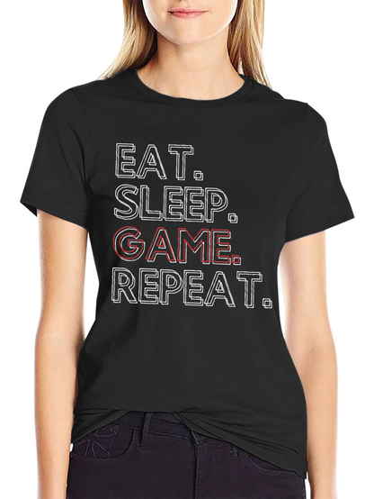 Eat Sleep Game Repeat Black T-Shirt - Gamer Life