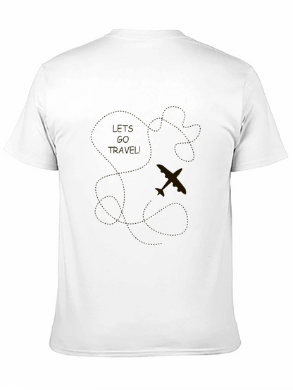 Mens Black Travel T-Shirt - Airplane Design