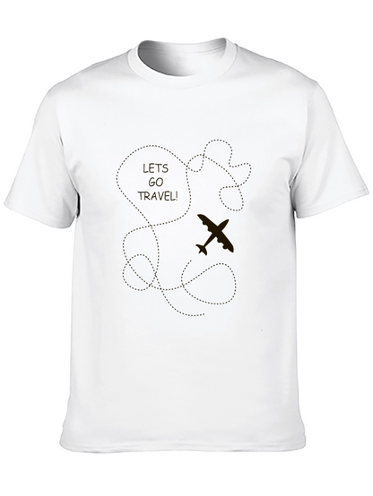 Mens Black Travel T-Shirt - Airplane Design