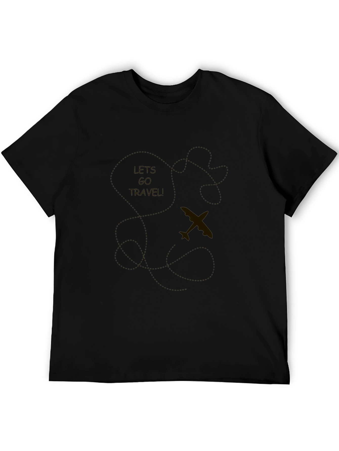 Mens Black Travel T-Shirt - Airplane Design