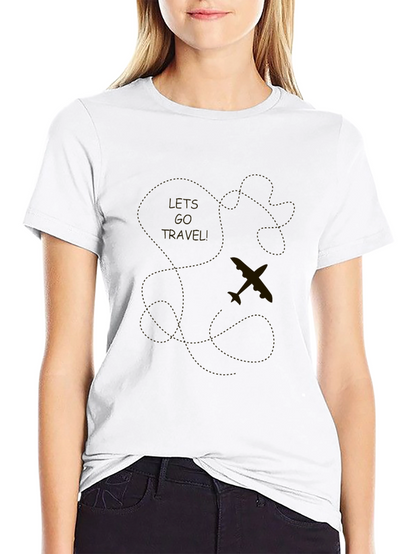 Mens Black Travel T-Shirt - Airplane Design