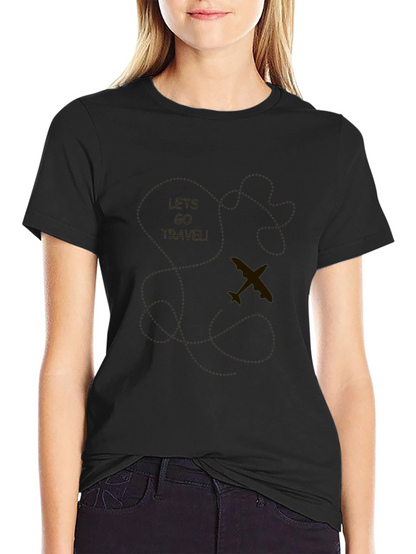 Mens Black Travel T-Shirt - Airplane Design