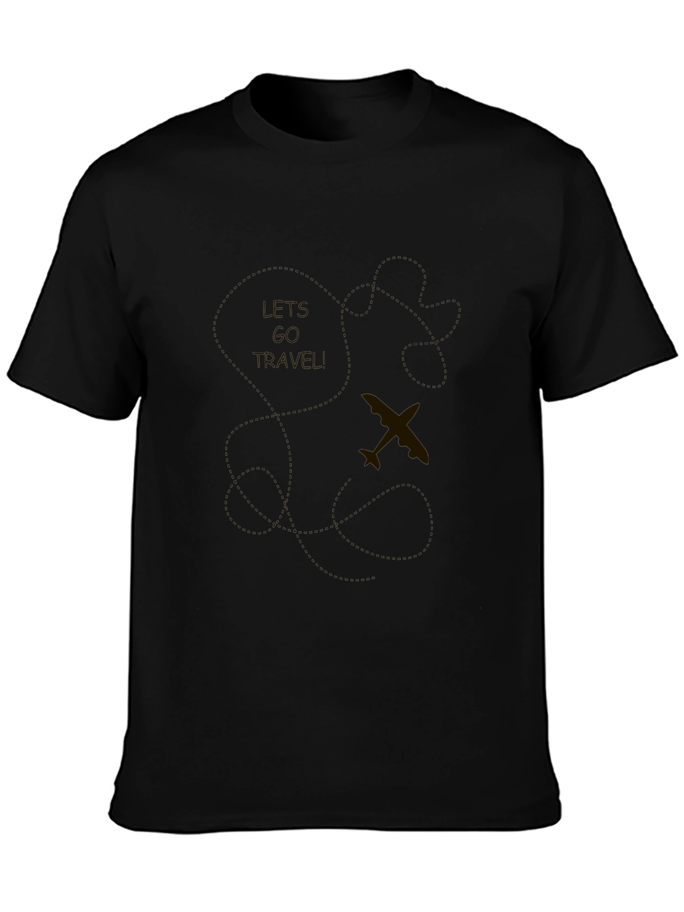 Mens Black Travel T-Shirt - Airplane Design