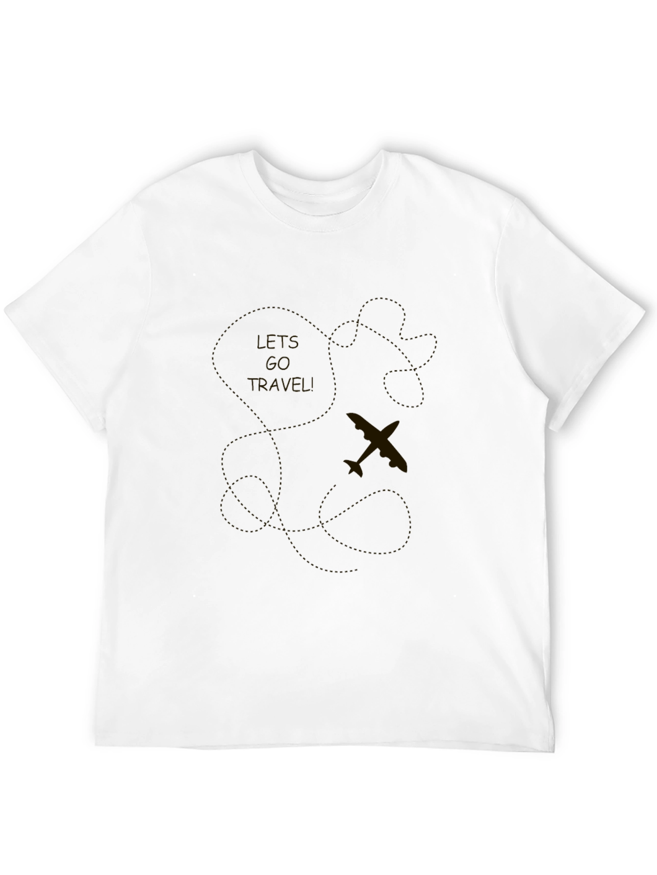 Mens Black Travel T-Shirt - Airplane Design
