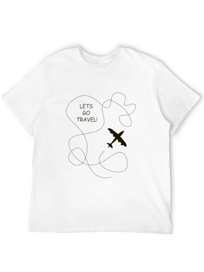 Mens Black Travel T-Shirt - Airplane Design