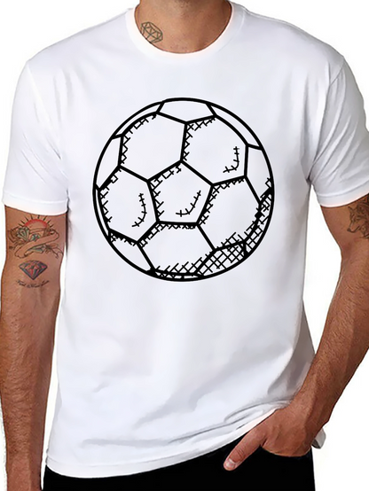 Soccer Ball Graphic Tee - Black Cotton Casual Shirt