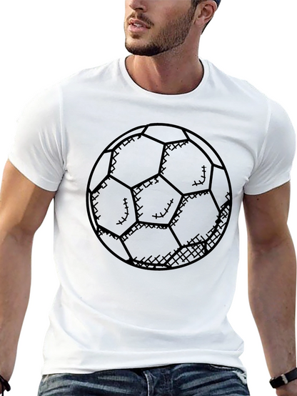 Soccer Ball Graphic Tee - Black Cotton Casual Shirt