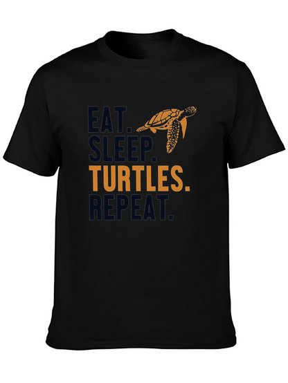 Eat Sleep Turtles Repeat Black Graphic Tee