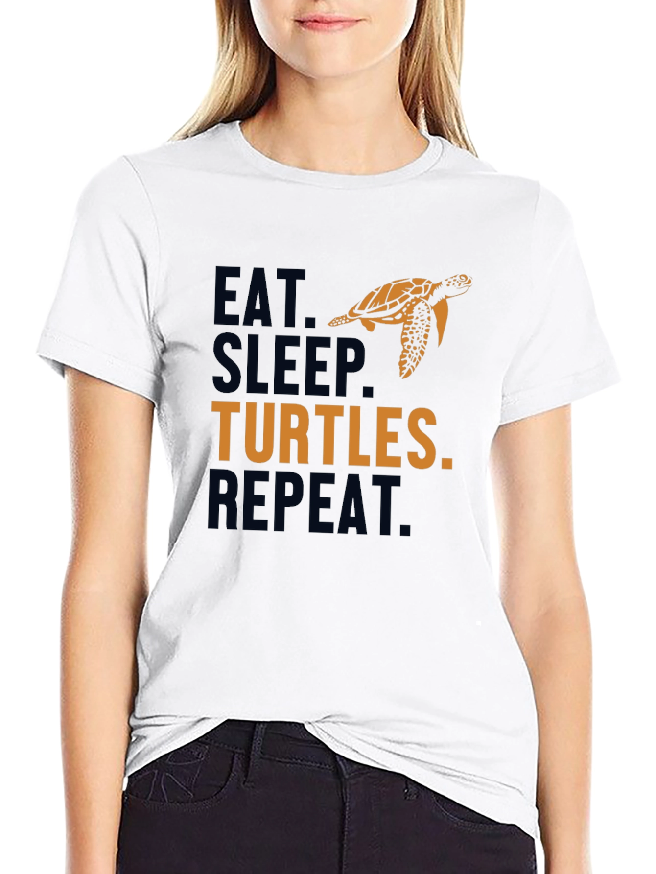 Eat Sleep Turtles Repeat Black Graphic Tee