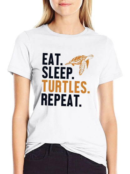 Eat Sleep Turtles Repeat Black Graphic Tee
