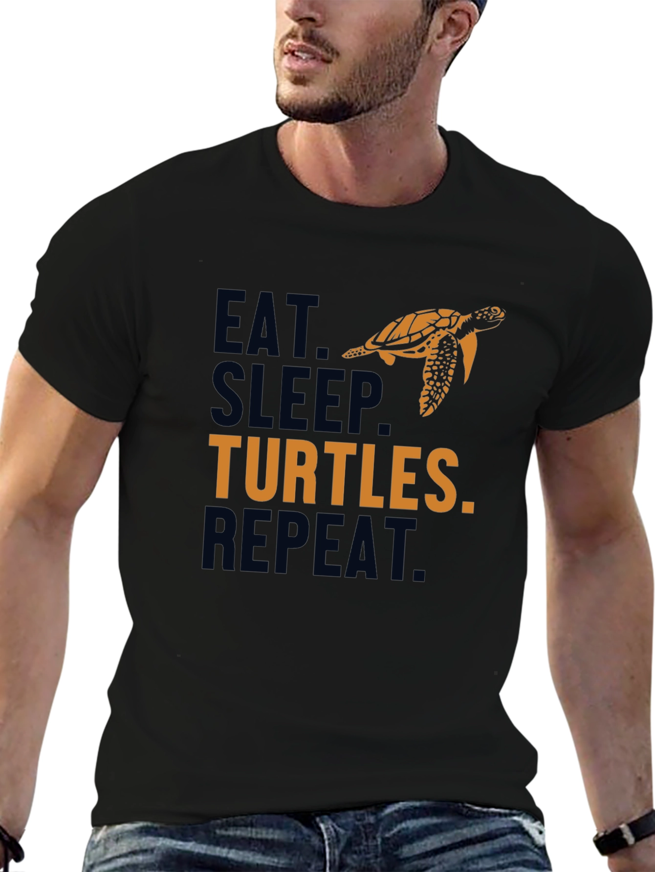 Eat Sleep Turtles Repeat Black Graphic Tee
