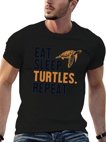 Eat Sleep Turtles Repeat Black Graphic Tee