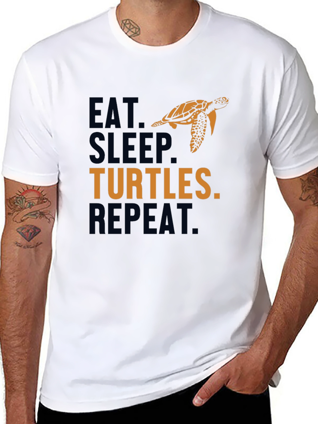 Eat Sleep Turtles Repeat Black Graphic Tee