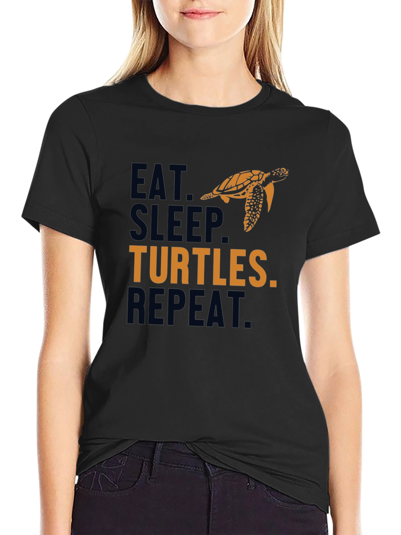 Eat Sleep Turtles Repeat Black Graphic Tee