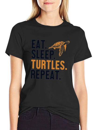 Eat Sleep Turtles Repeat Black Graphic Tee