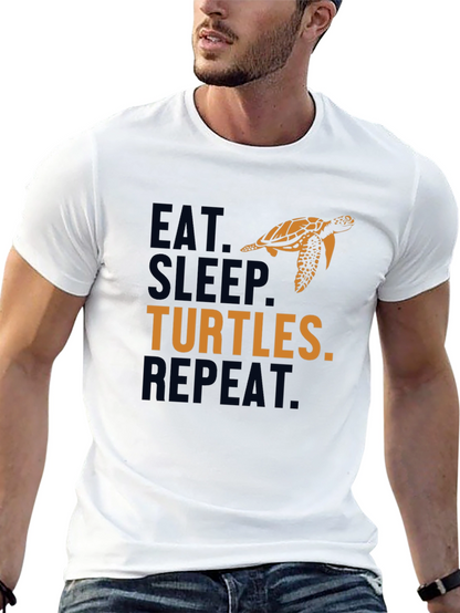 Eat Sleep Turtles Repeat Black Graphic Tee
