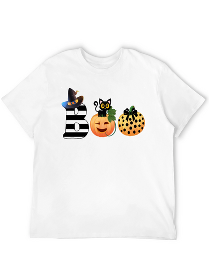Halloween BOO T-Shirt with Witch Hat & Black Cat