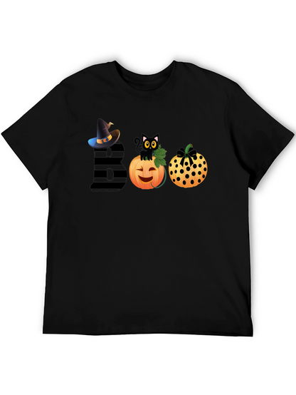 Halloween BOO T-Shirt with Witch Hat & Black Cat