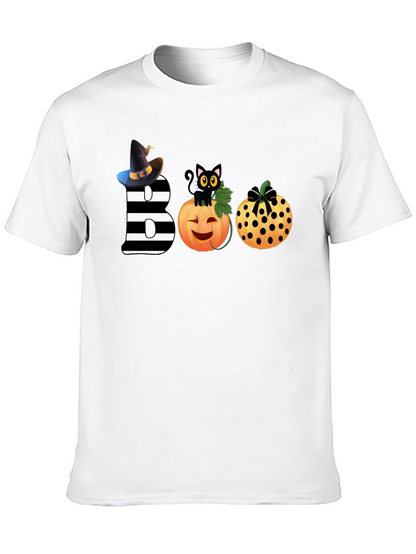 Halloween BOO T-Shirt with Witch Hat & Black Cat