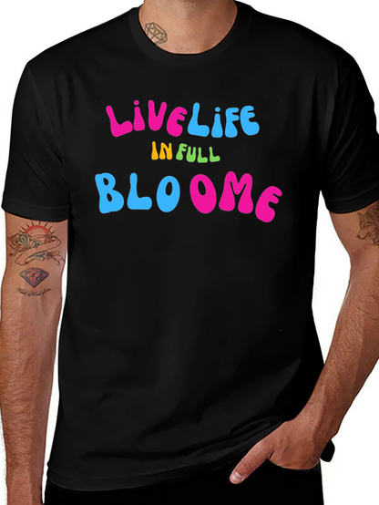 Live Life in Full Bloom Graphic Tee - Black