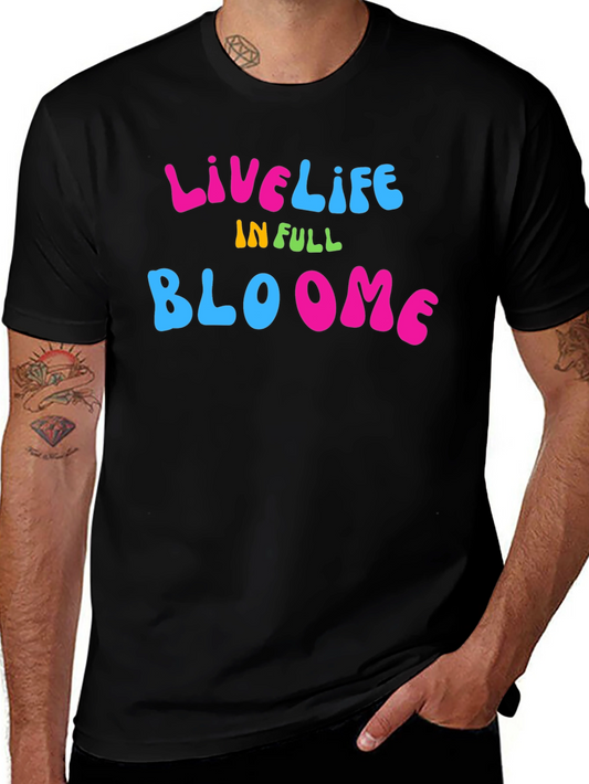 Live Life in Full Bloom Graphic Tee - Black