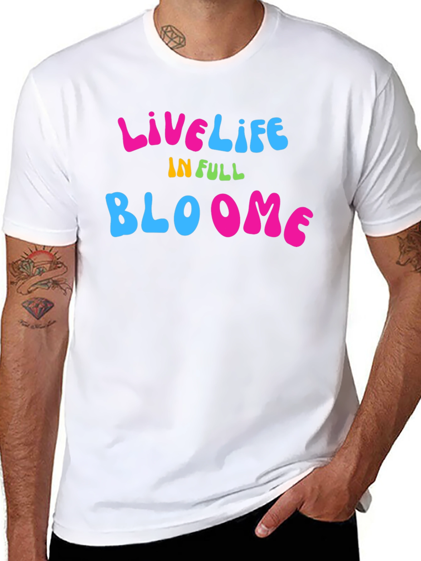 Live Life in Full Bloom Graphic Tee - Black