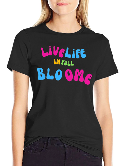 Live Life in Full Bloom Graphic Tee - Black