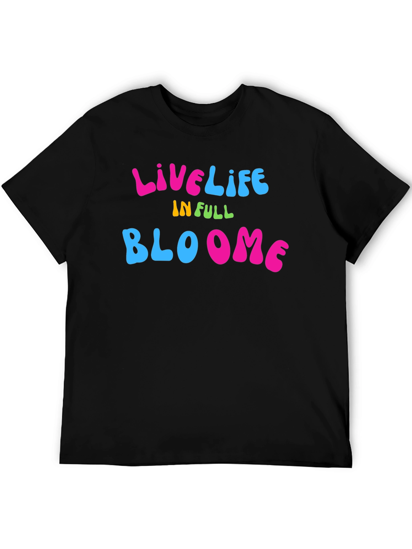 Live Life in Full Bloom Graphic Tee - Black