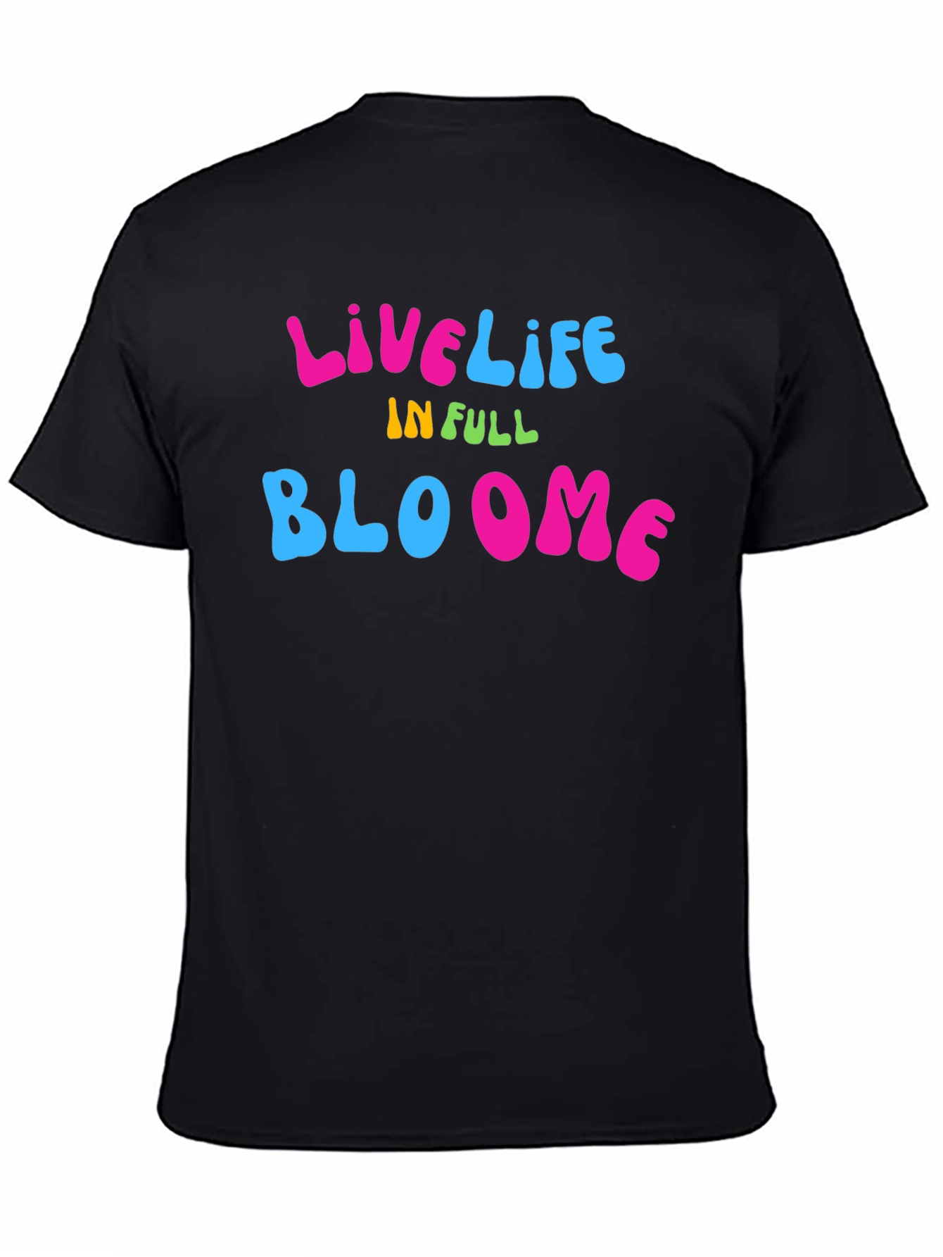 Live Life in Full Bloom Graphic Tee - Black