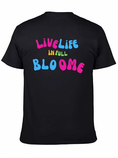 Live Life in Full Bloom Graphic Tee - Black
