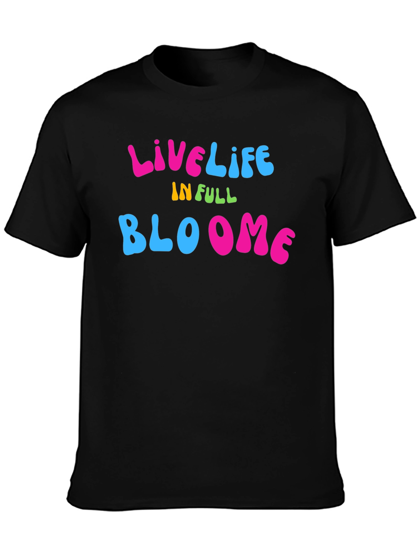 Live Life in Full Bloom Graphic Tee - Black
