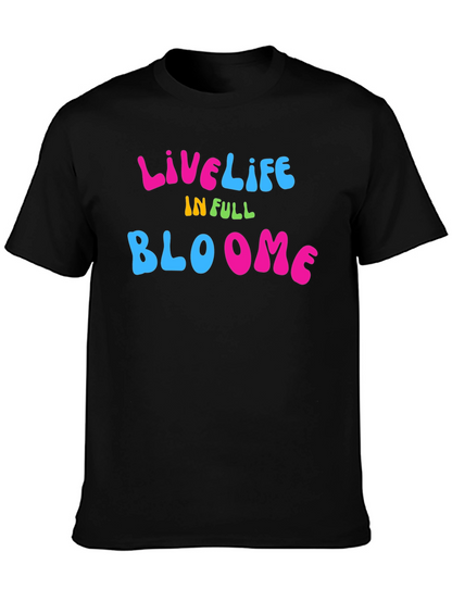 Live Life in Full Bloom Graphic Tee - Black