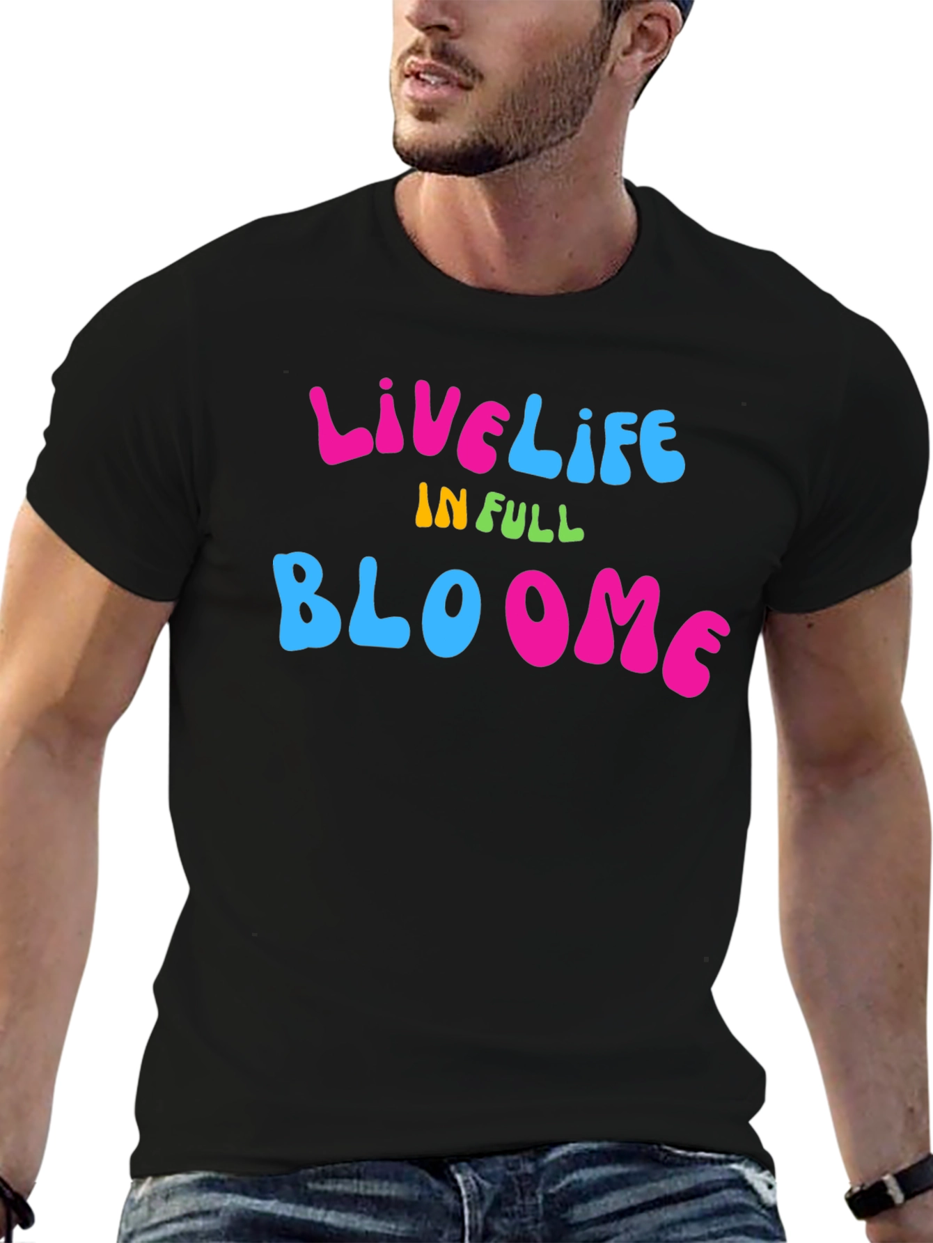 Live Life in Full Bloom Graphic Tee - Black