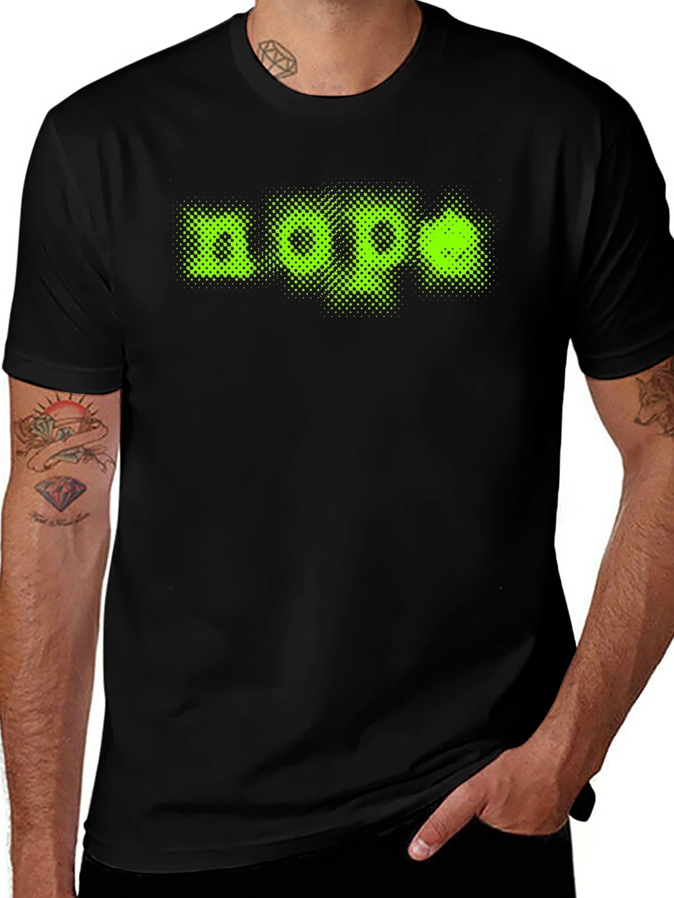 Nope Green Graphic Print Black T-Shirt