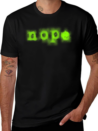 Nope Green Graphic Print Black T-Shirt