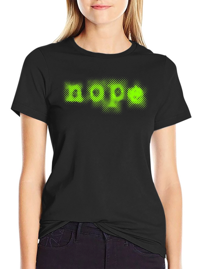 Nope Green Graphic Print Black T-Shirt