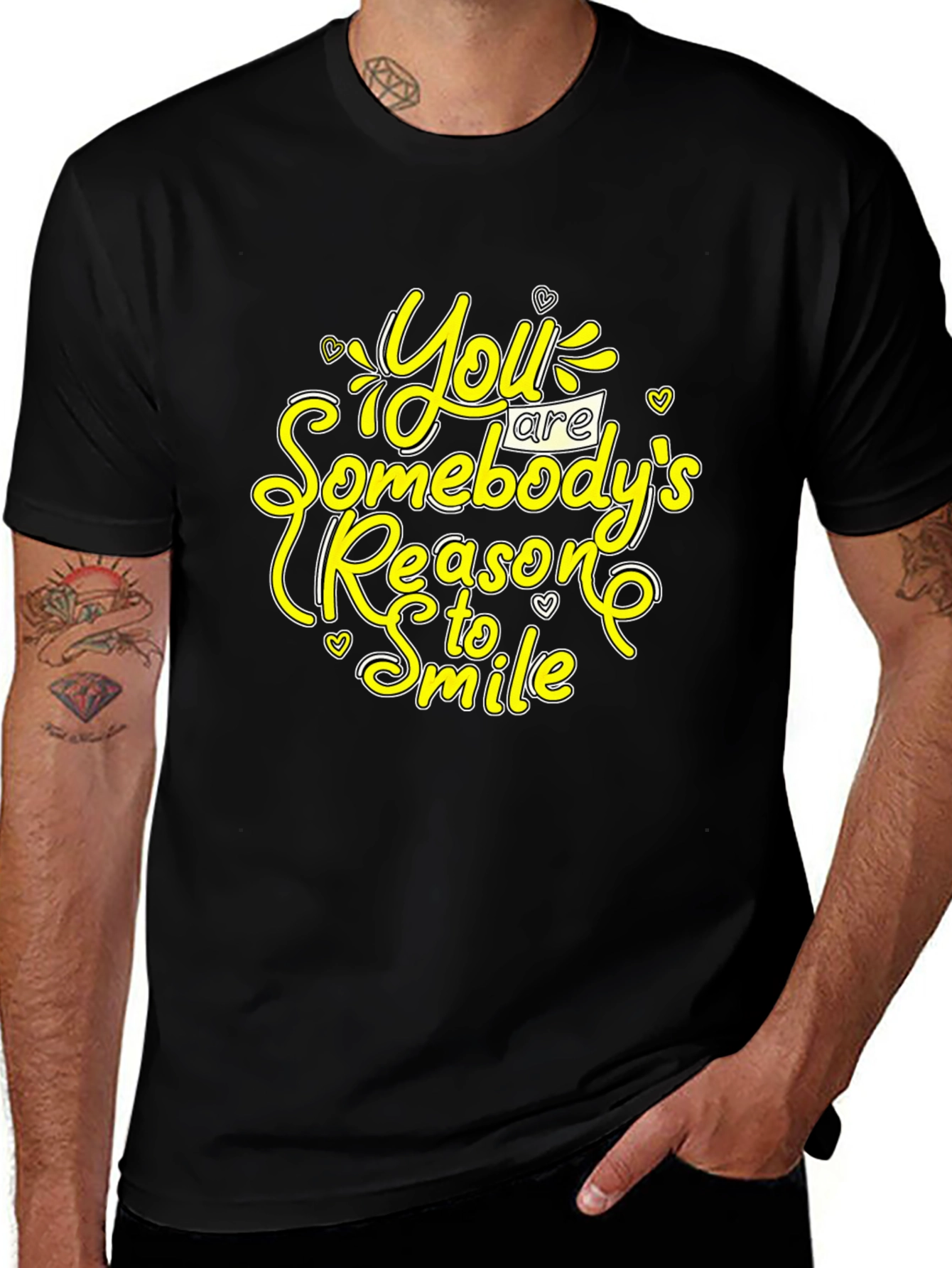 Inspirational Black T-Shirt: You Are Somebodys Reason to Smile