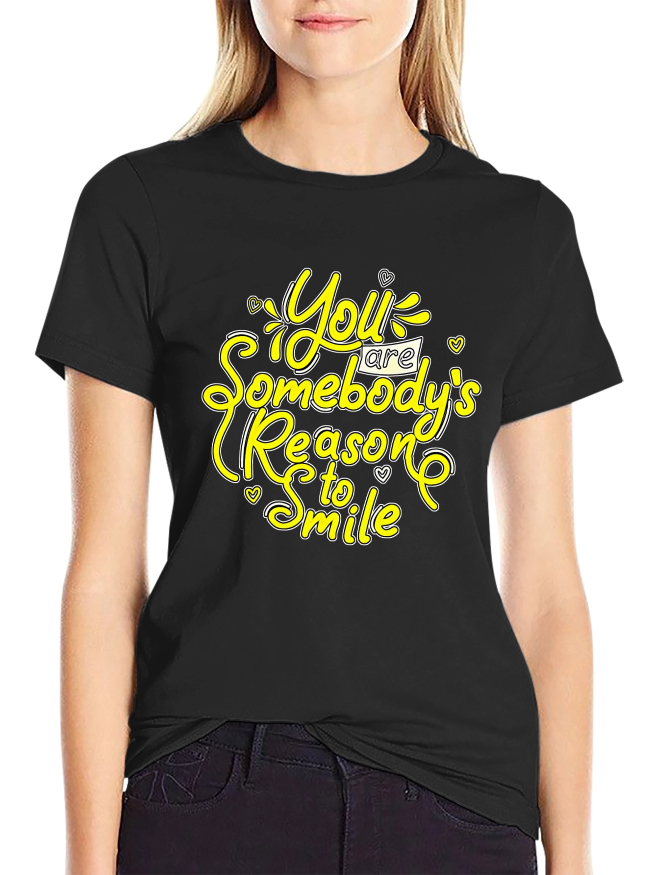 Inspirational Black T-Shirt: You Are Somebodys Reason to Smile