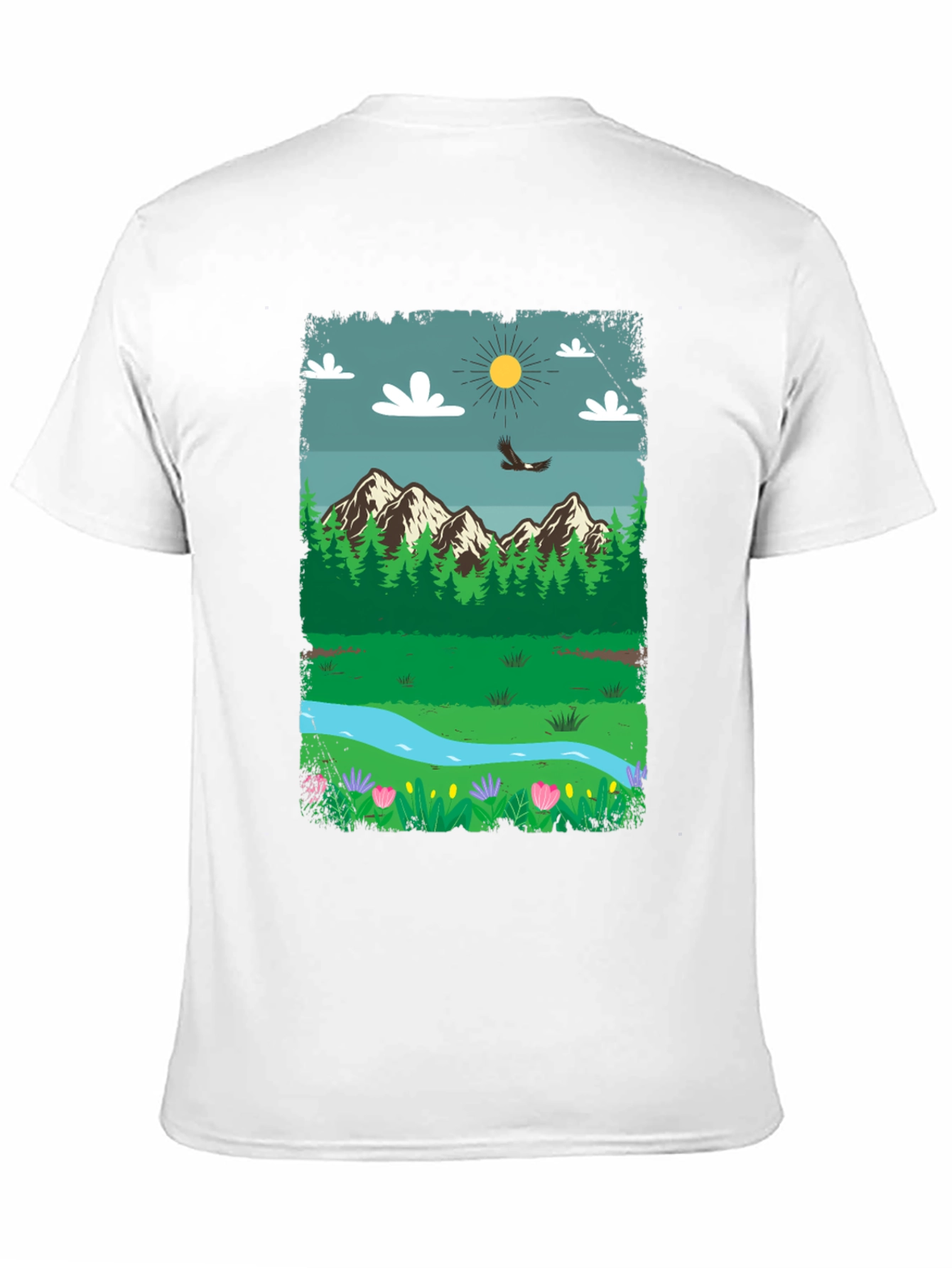 Nature Scene Graphic Tee - Mountain Landscape Design